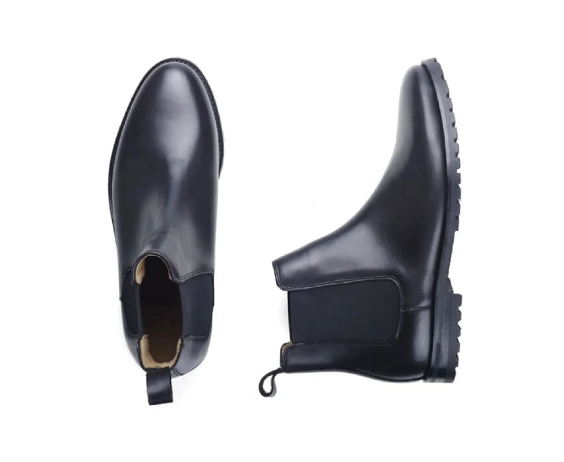 Shoes Bexley Boots Shoes | Black Men'S Chelsea Boots Rubber Outsole With Separate Heel - Bentfield Gomme | Blackblack With Black Waistband
