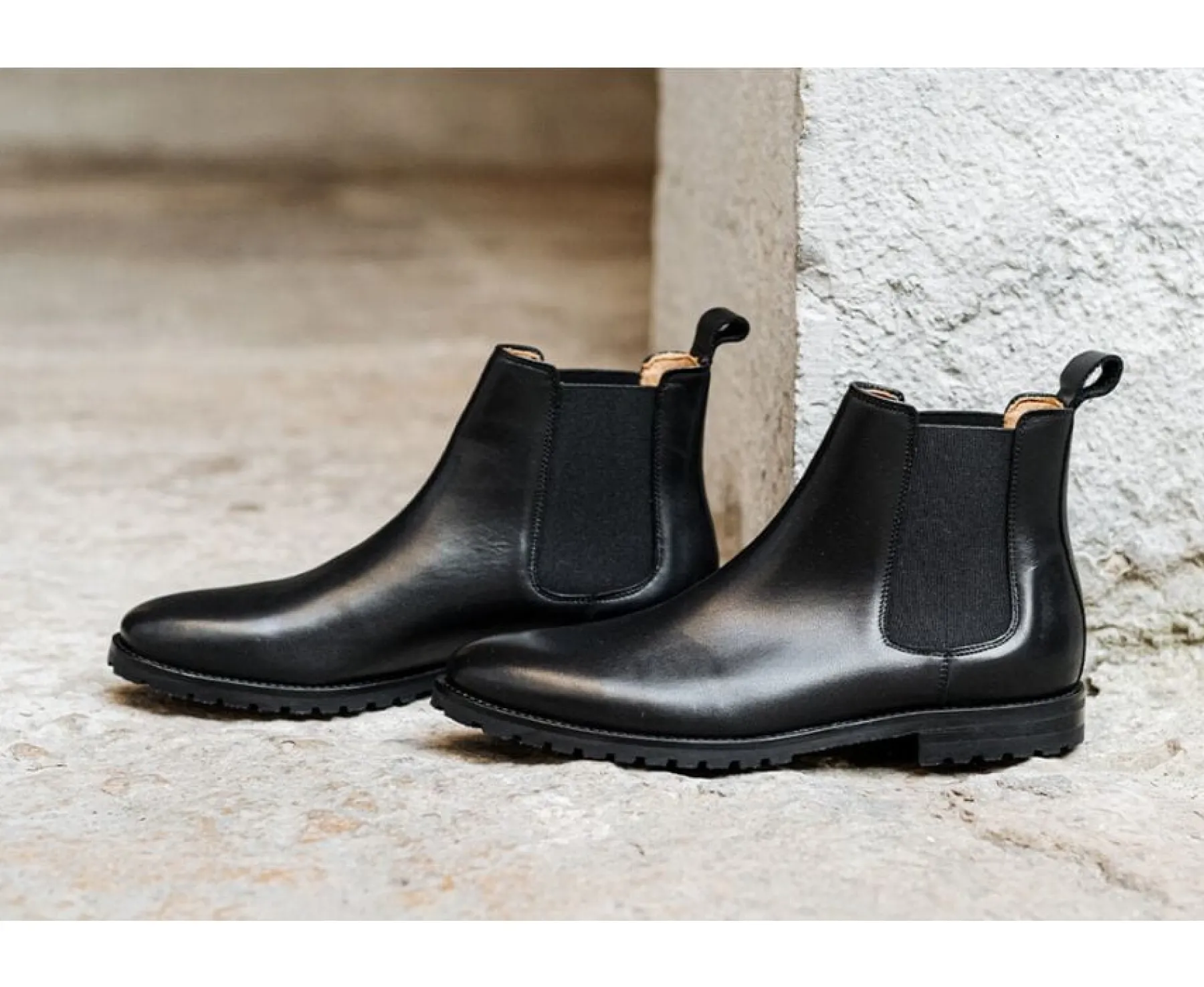 Shoes Bexley Boots Shoes | Black Men'S Chelsea Boots Rubber Outsole With Separate Heel - Bentfield Gomme | Blackblack With Black Waistband