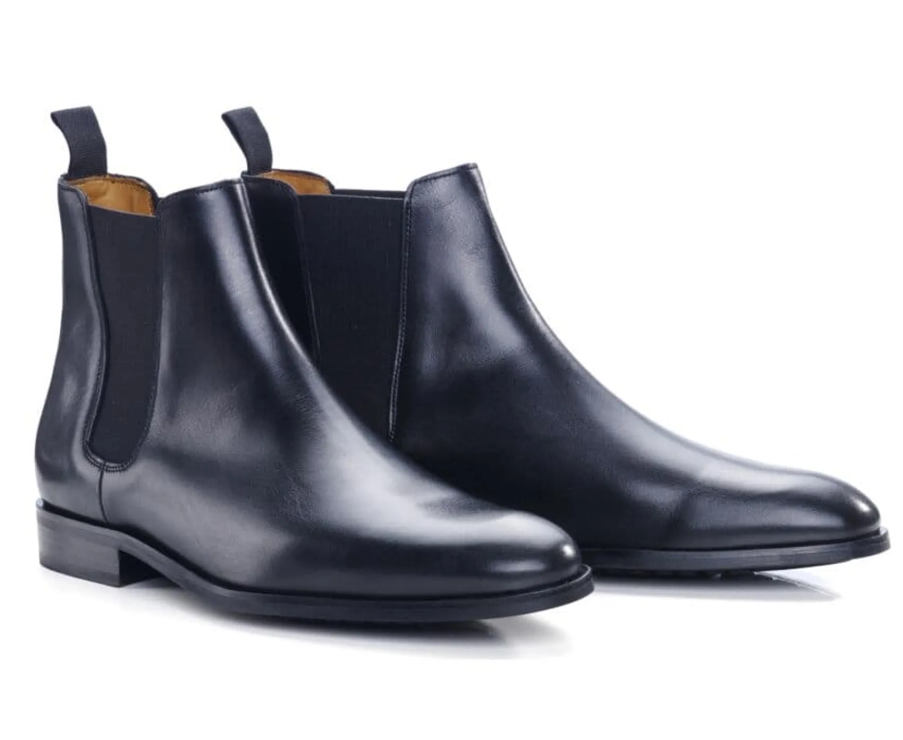 Shoes Bexley Boots Shoes | Black Men'S Leather Chelsea Boots With Rubber Outsole - Toddington Gomme | Blackblack With Black Waistband