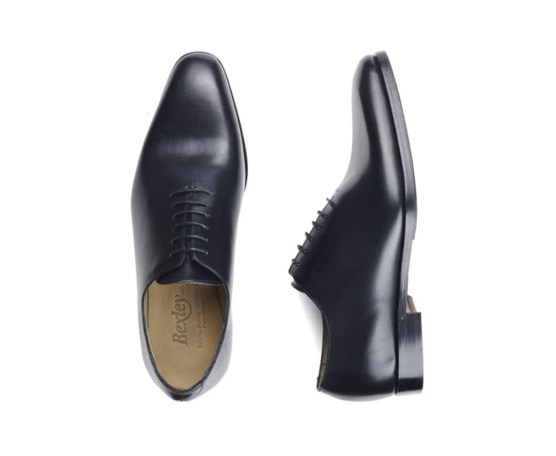 Shoes Bexley Oxford Shoes | Black Men'S Oxford Shoes - Leather Sole With Pad Bellagio Patin Blackblack With Black Waistband
