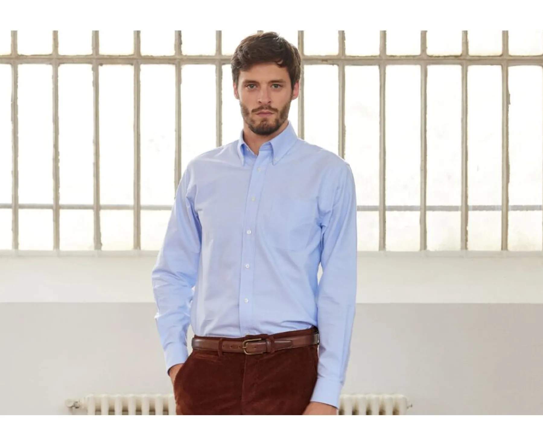 Shirts Bexley | Blue Oxford Shirt With Chest Pocket - American Collar Harold Light Blue