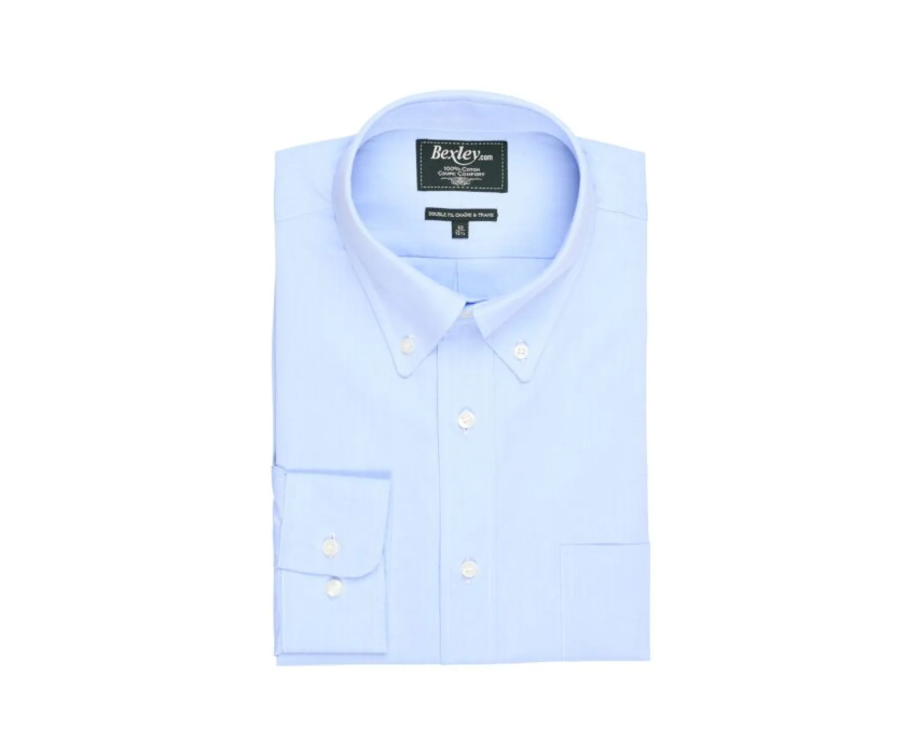 Shirts Bexley | Blue Oxford Shirt With Chest Pocket - American Collar Harold Light Blue