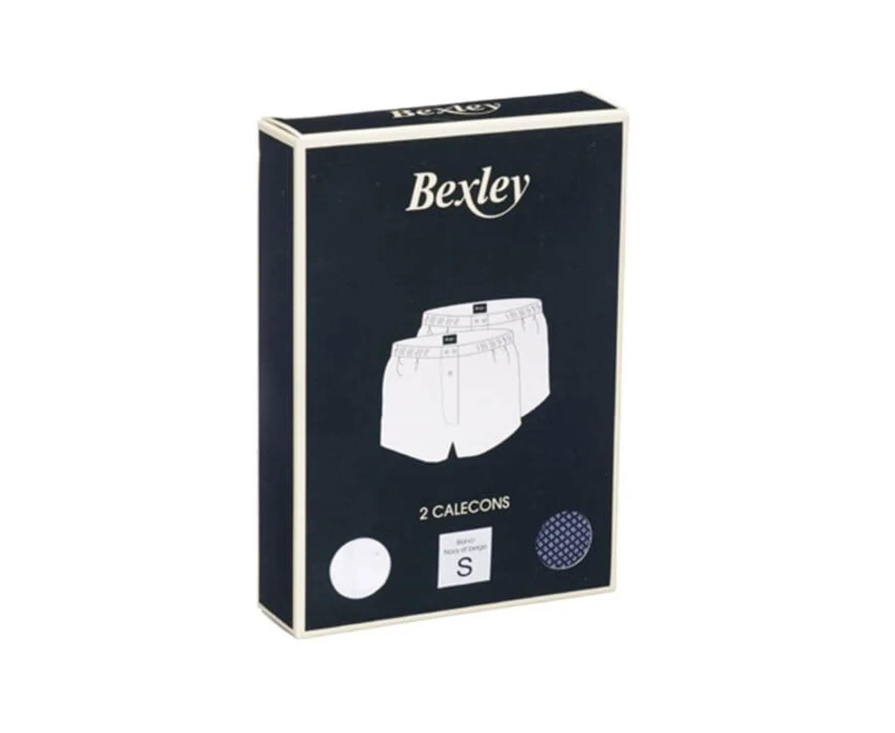 Accessories Bexley | Box Of 2 Plain White/Printed Navy And Beige Men'S Boxer Shorts - Elon | Blue, Orange And Purple