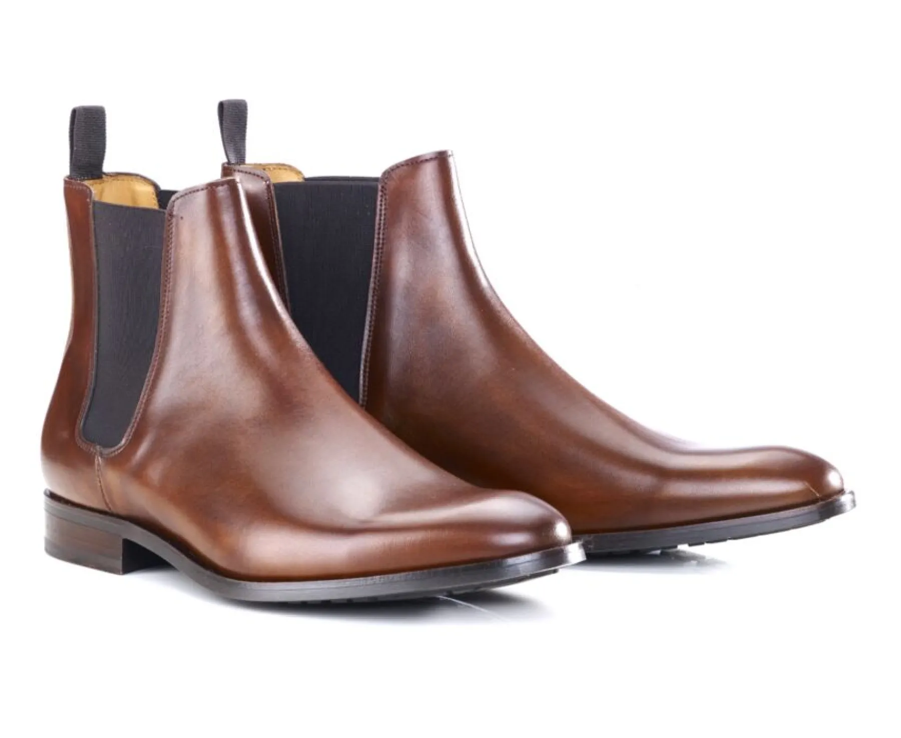 Shoes Bexley Boots Shoes | Cognac Patina Men'S Chelsea Boots With Rubber Outsole - Toddington Gomme | Patina Cognac