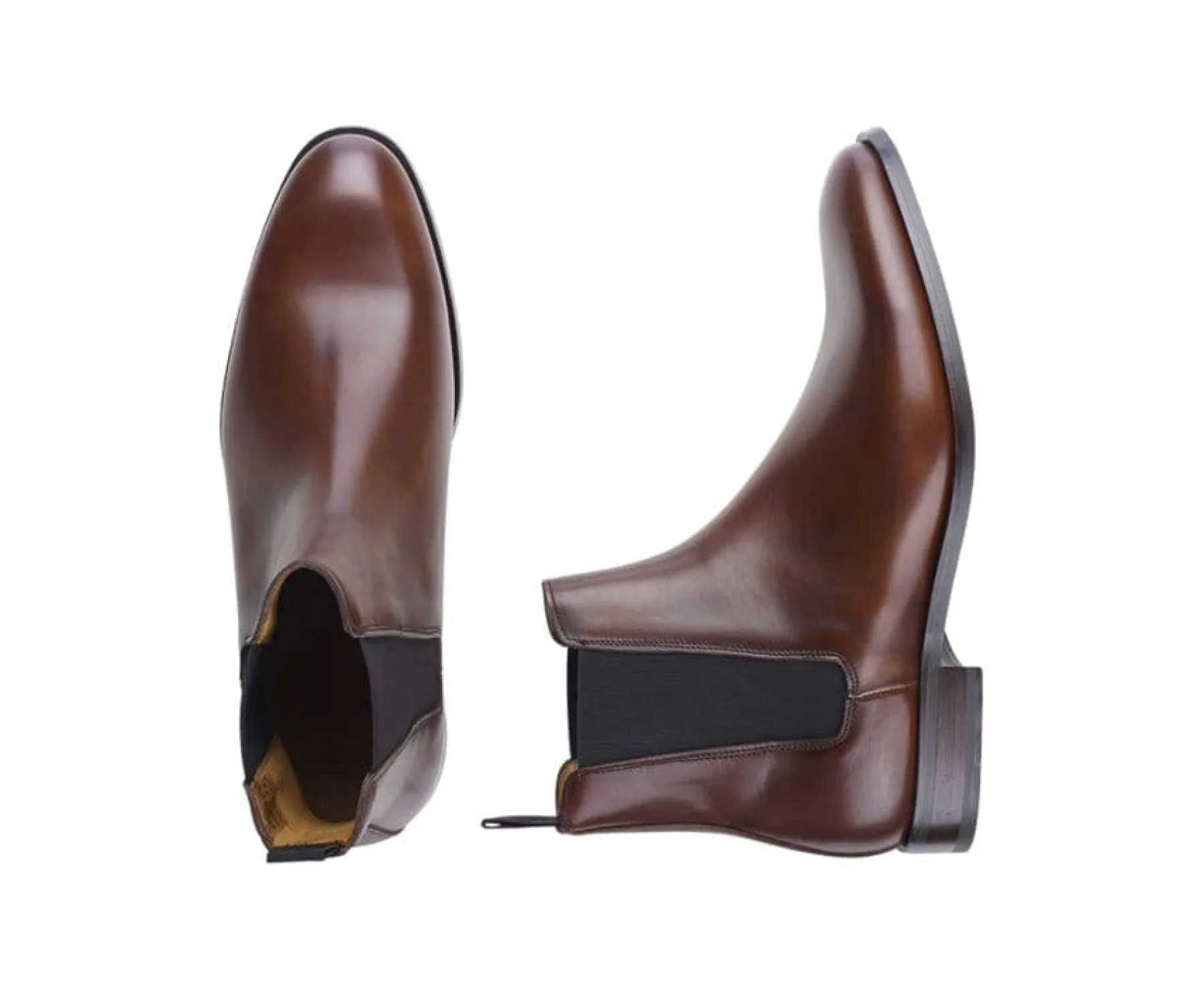 Shoes Bexley Boots Shoes | Cognac Patina Men'S Chelsea Boots With Rubber Outsole - Toddington Gomme | Patina Cognac