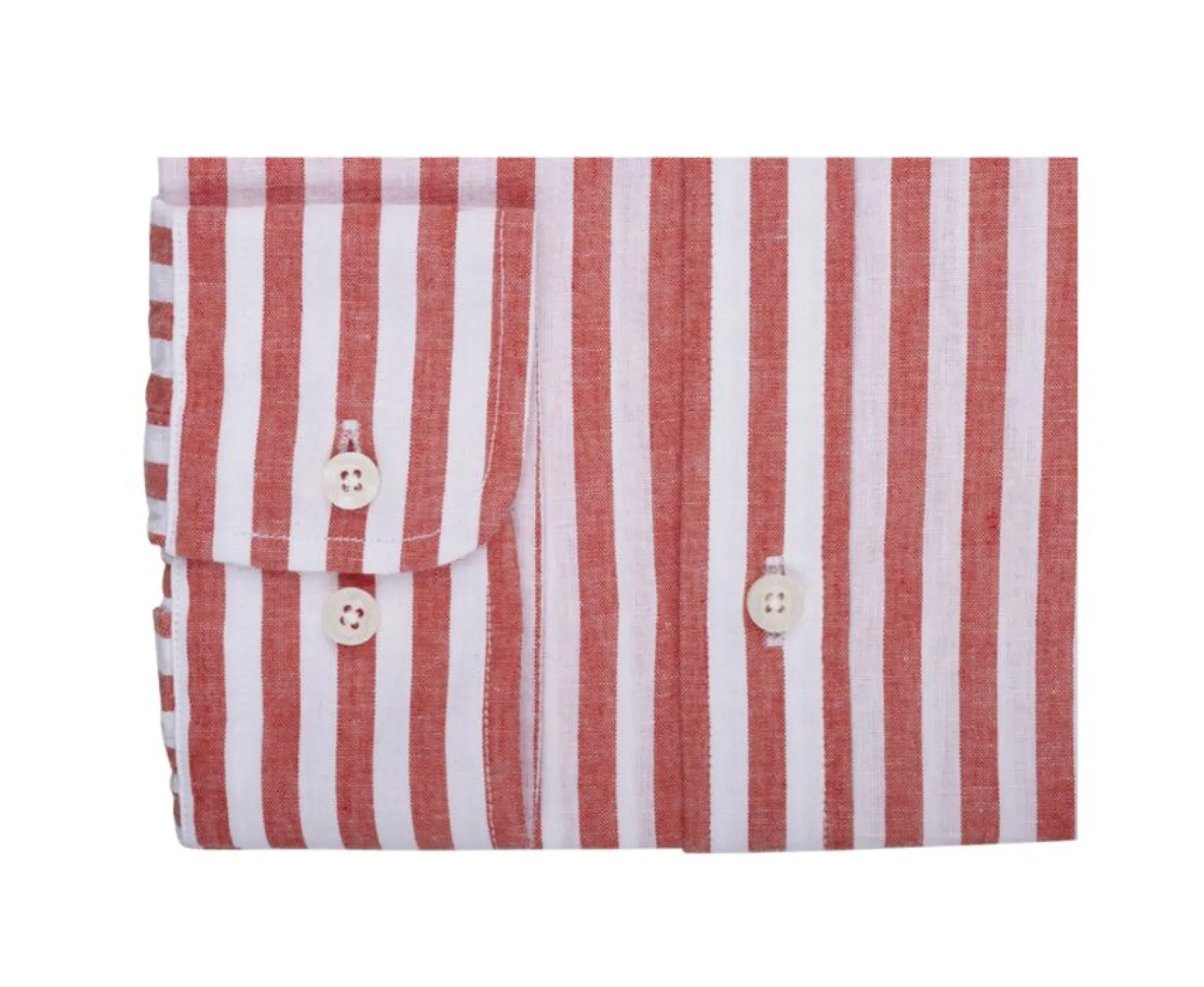 Shirts Bexley | Coral & White Striped Cotton Linen Shirt Simonin Coral And White