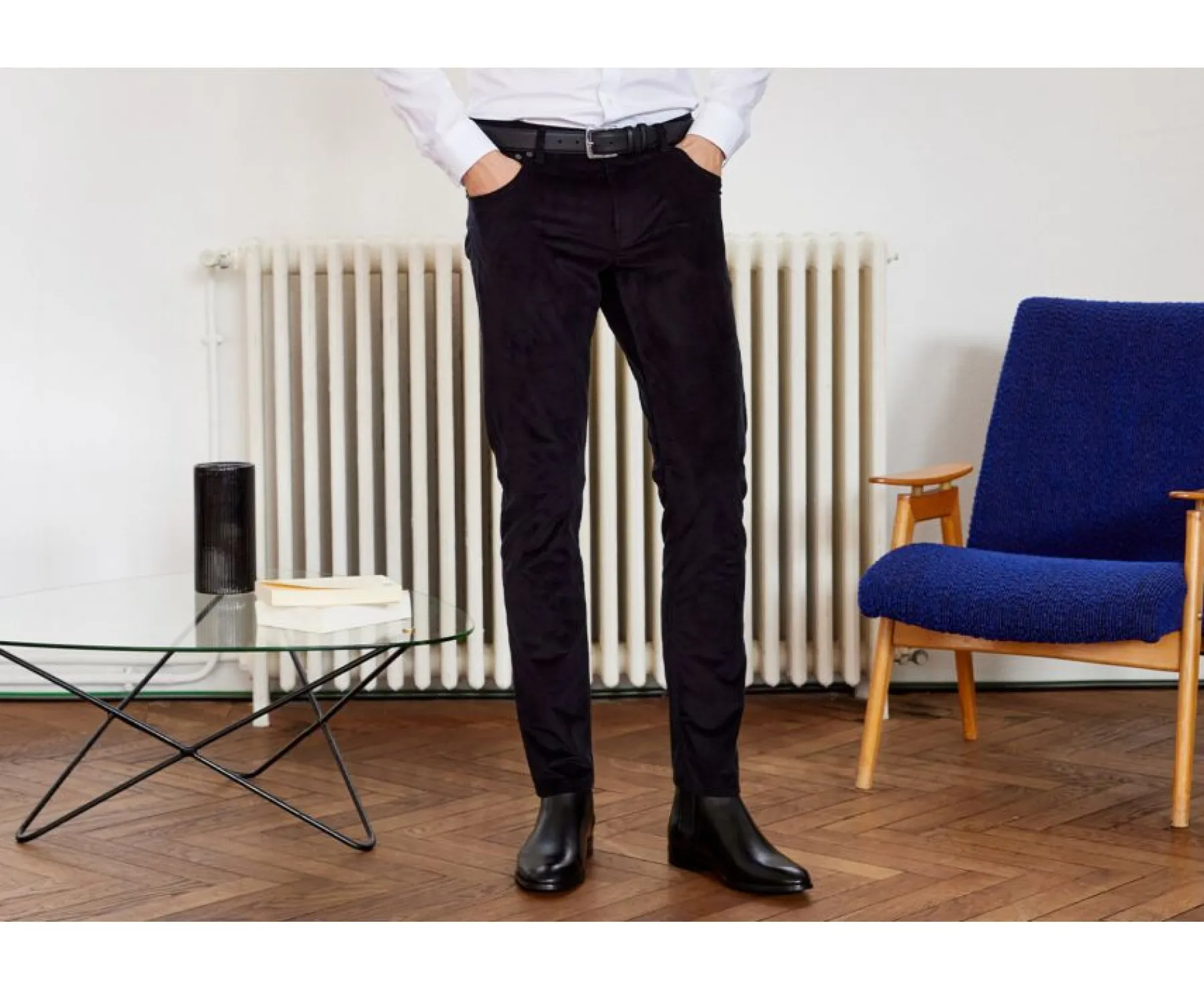Trousers & Shorts Bexley Adjusted Fit | Corduroy Black Men'S 5 Pocket Trousers - Kars | Blackblack With Black Waistband