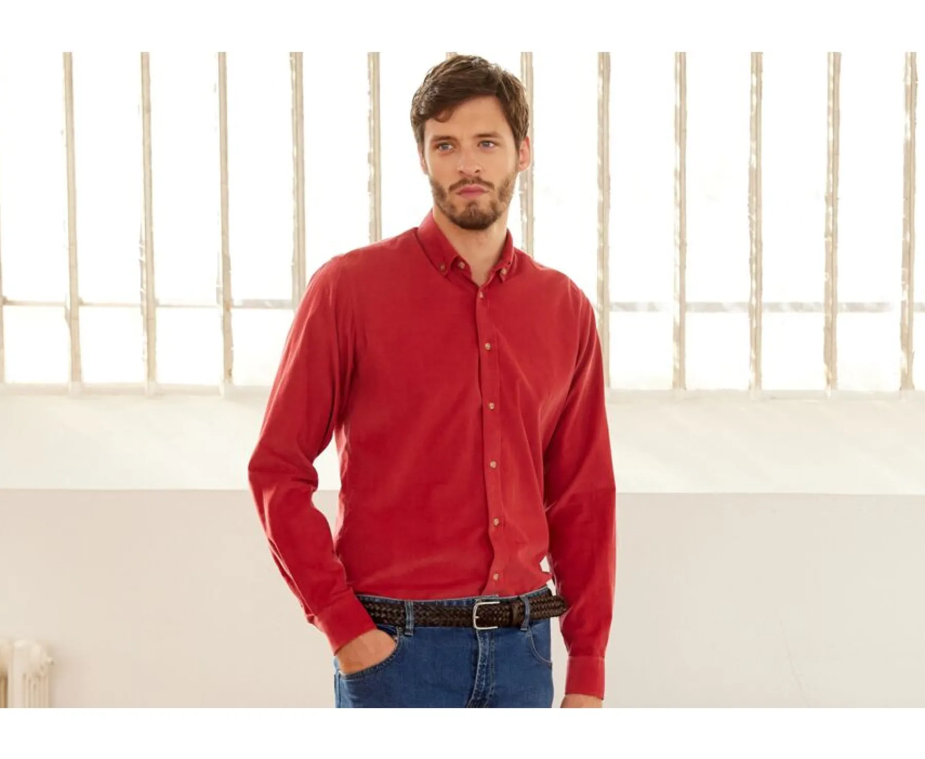 Shirts Bexley | Dark Coral Corduroy Shirt - Wayne | Deep Coral