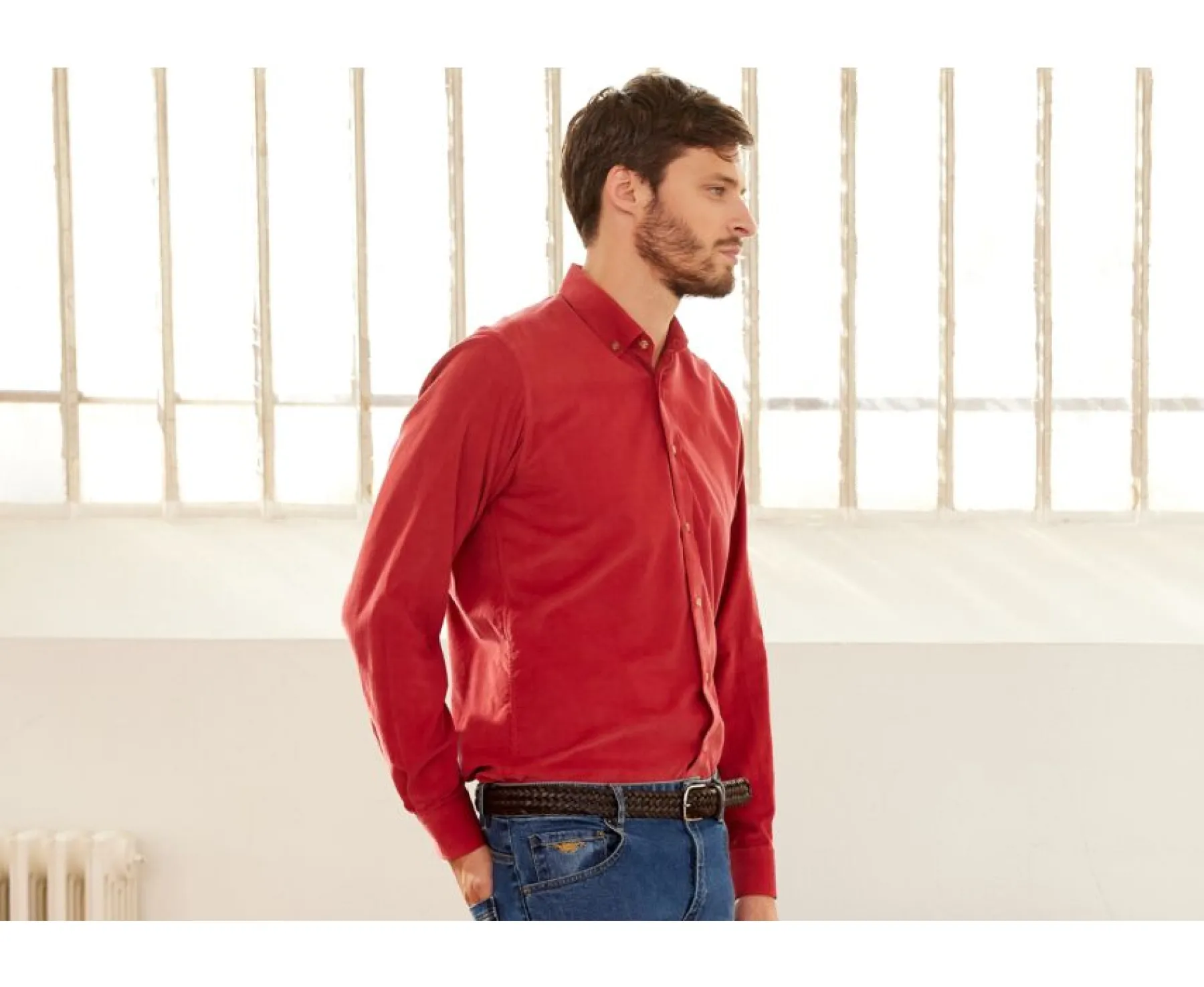 Shirts Bexley | Dark Coral Corduroy Shirt - Wayne | Deep Coral