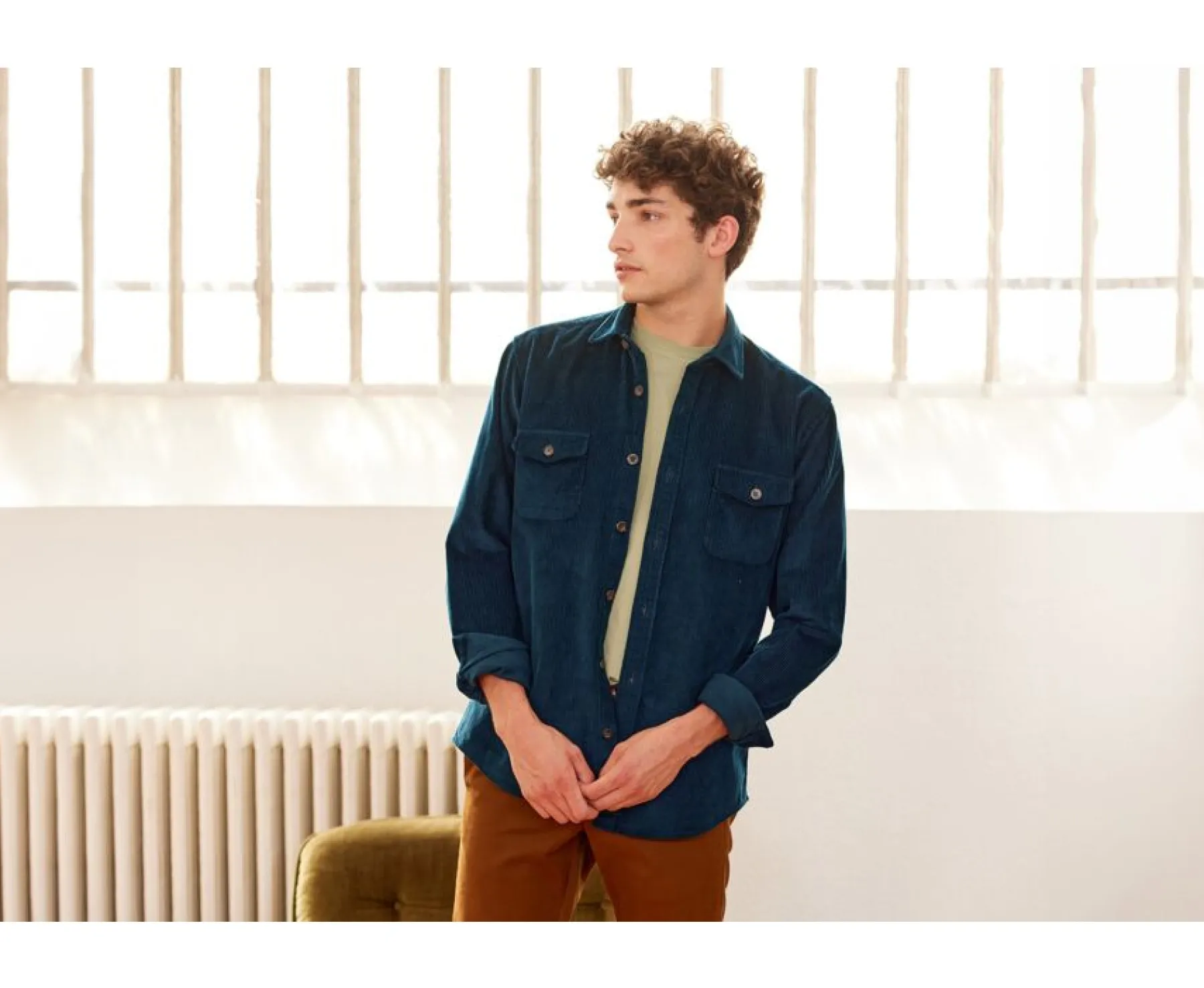 Shirts Bexley | Dark Green Corduroy Over Shirt - Victorin | Vert Sombre
