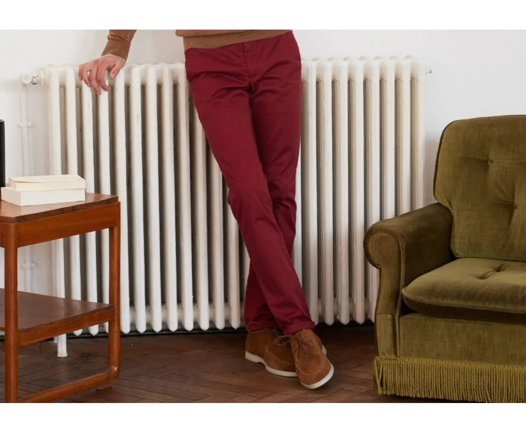 Trousers & Shorts Bexley Adjusted Fit | Dark Red Chino Trousers For Men - Nigel Ii | Rouge Fonce
