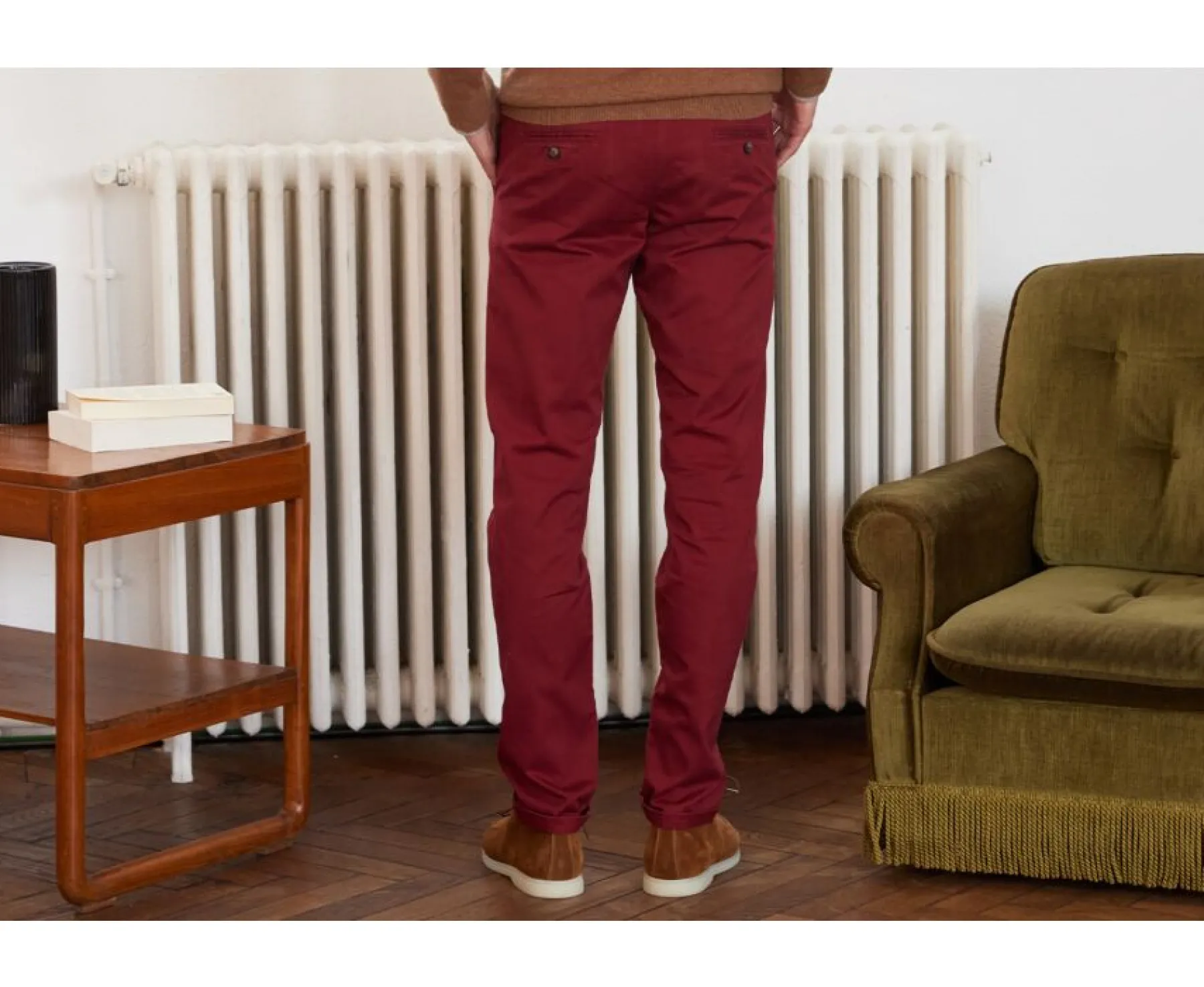 Trousers & Shorts Bexley Adjusted Fit | Dark Red Chino Trousers For Men - Nigel Ii | Rouge Fonce