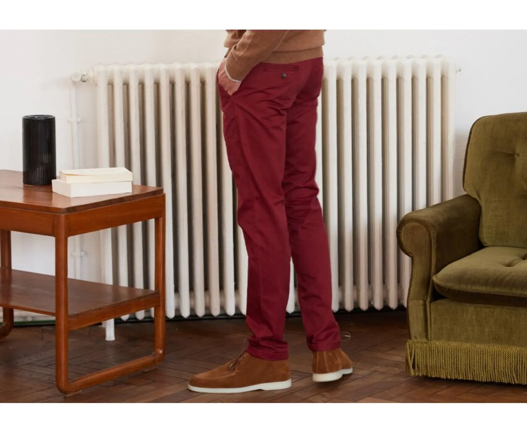 Trousers & Shorts Bexley Adjusted Fit | Dark Red Chino Trousers For Men - Nigel Ii | Rouge Fonce