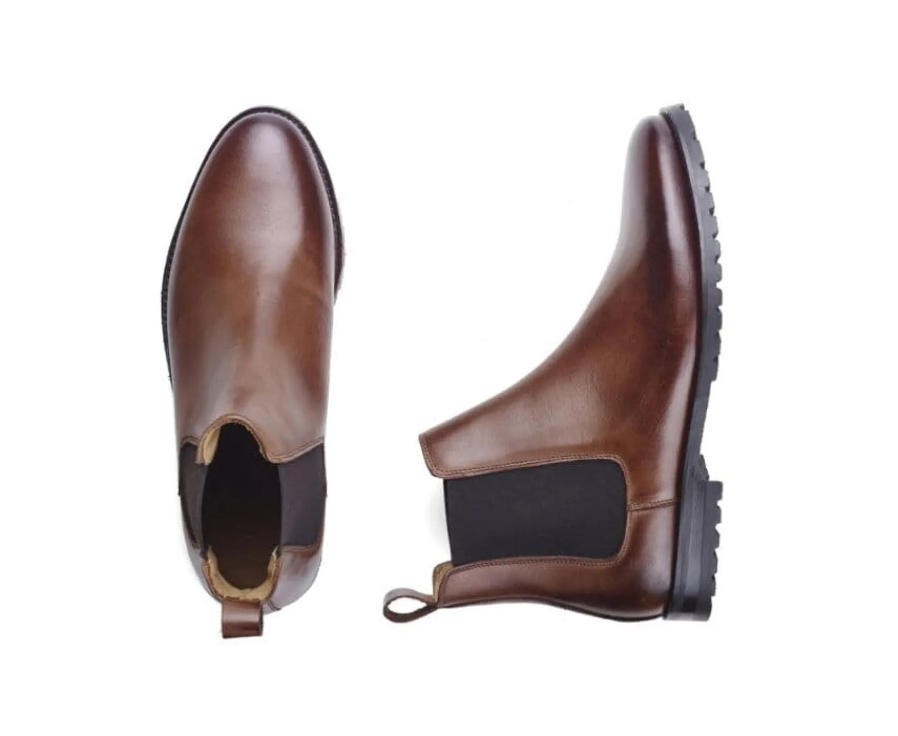 Shoes Bexley Boots Shoes | Men'S Chelsea Boots Rubber Outsole With Separate Heel - Bentfield Gomme | Patina Chocolate