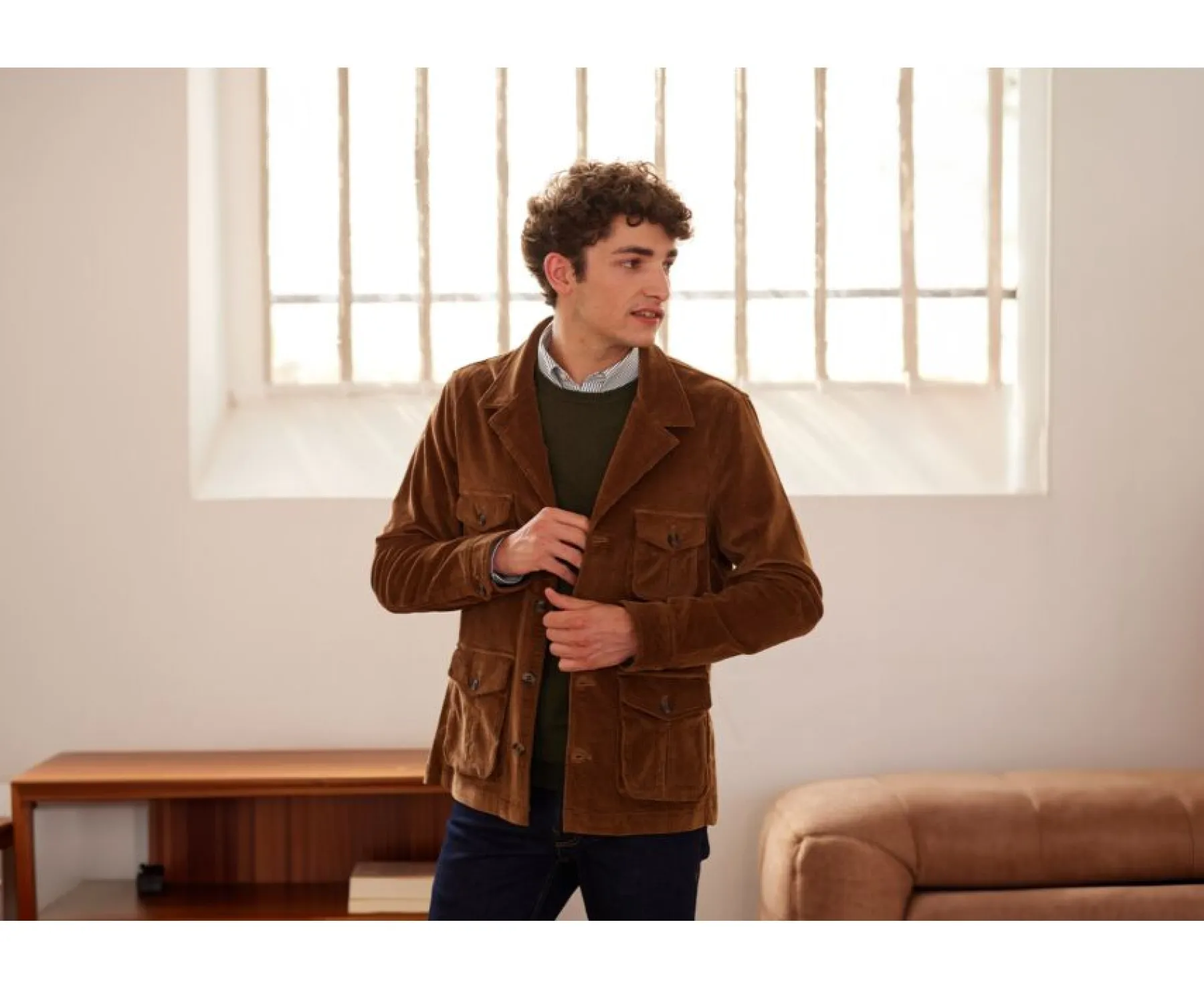 Jackets & Coats Bexley | Men'S Corduroy Safari Jacket - Florencien | Dark Camel