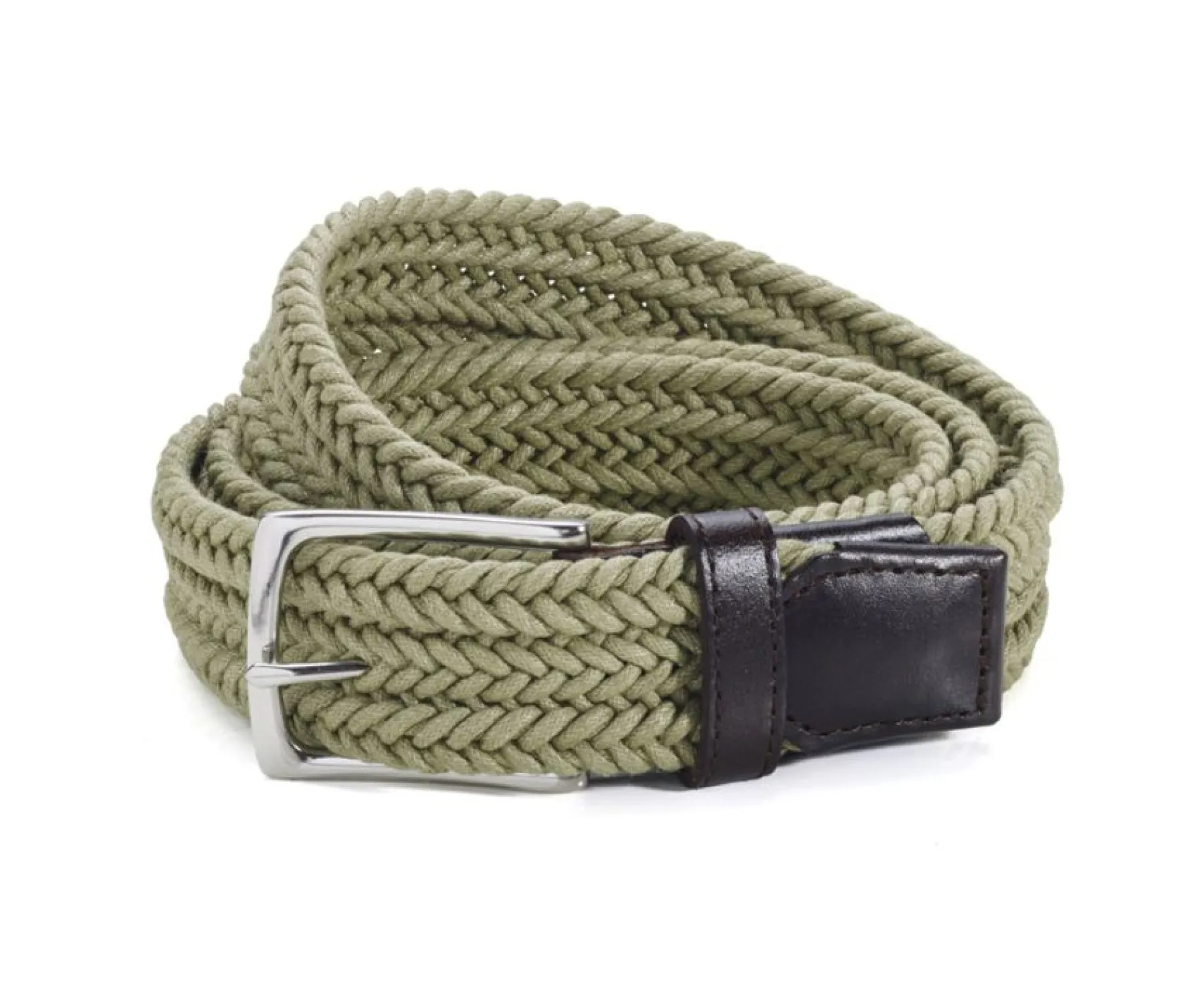 Belts & Leather Goods Bexley | Men'S Light Khaki Cotton Braided Belt Norwood Silver Coton Coton Kaki Clair