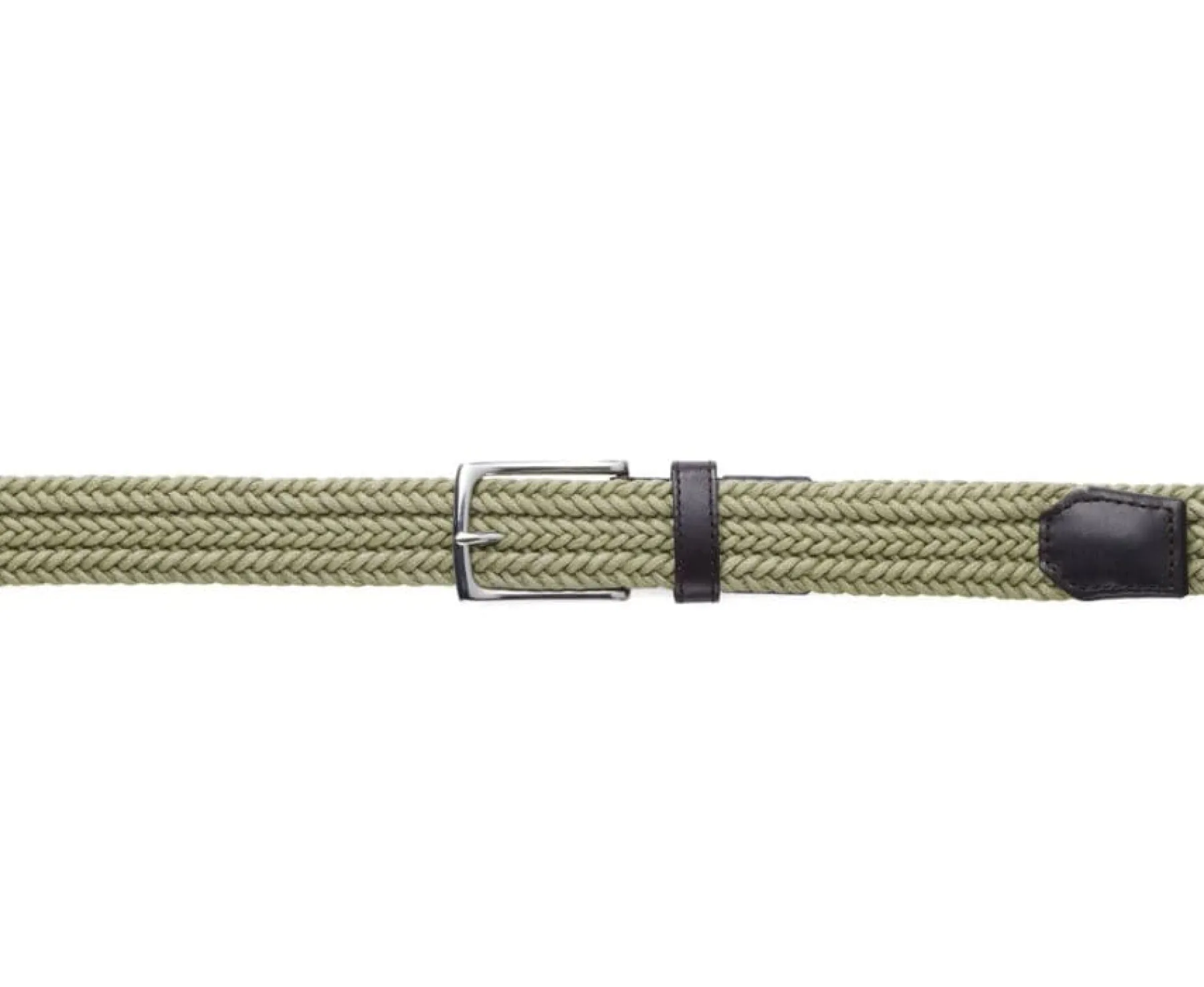 Belts & Leather Goods Bexley | Men'S Light Khaki Cotton Braided Belt Norwood Silver Coton Coton Kaki Clair