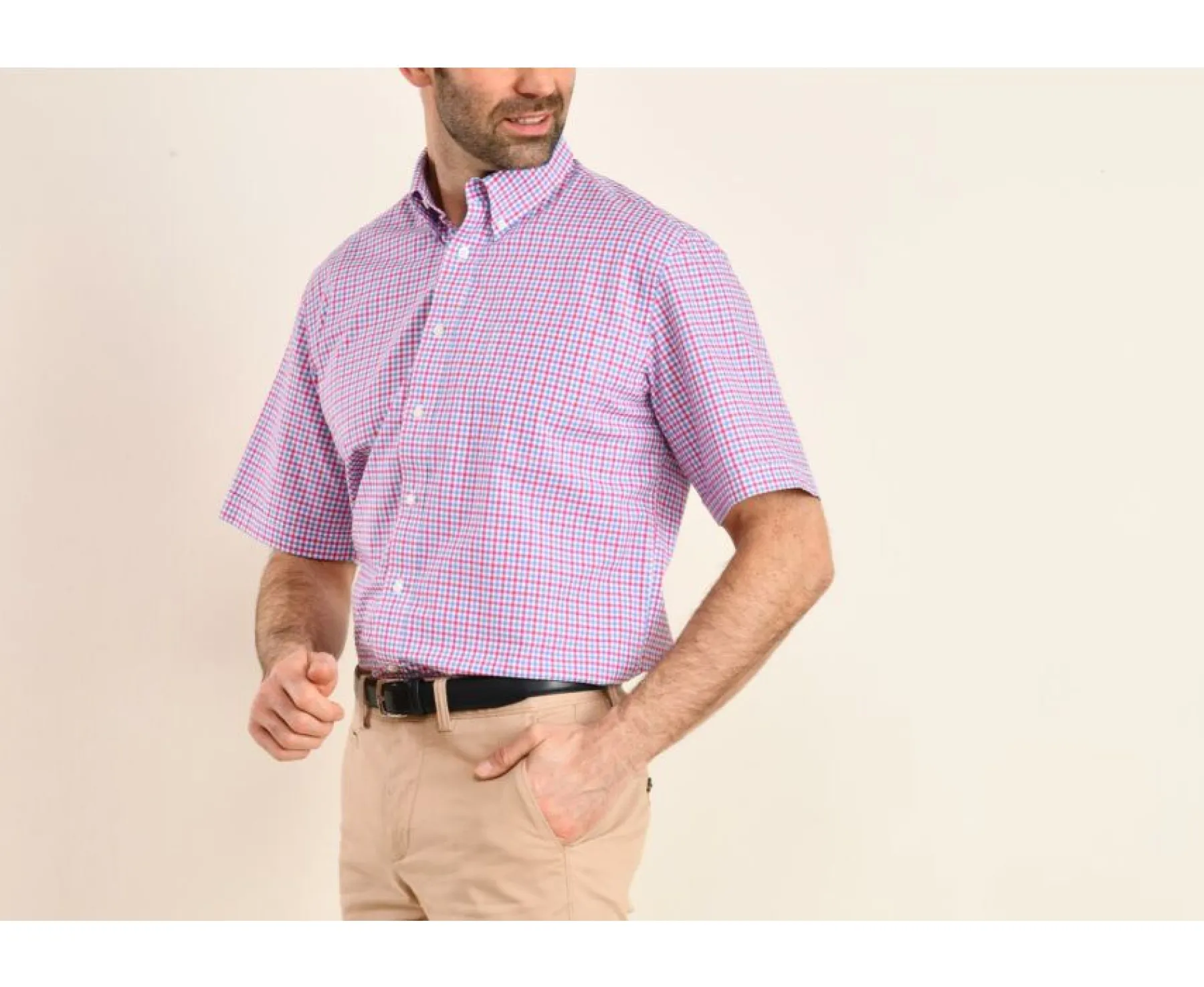 Shirts Bexley | Pink Blue And White Cotton Shirt - Chest Pocket Cullen Mc Pink, Blue And White