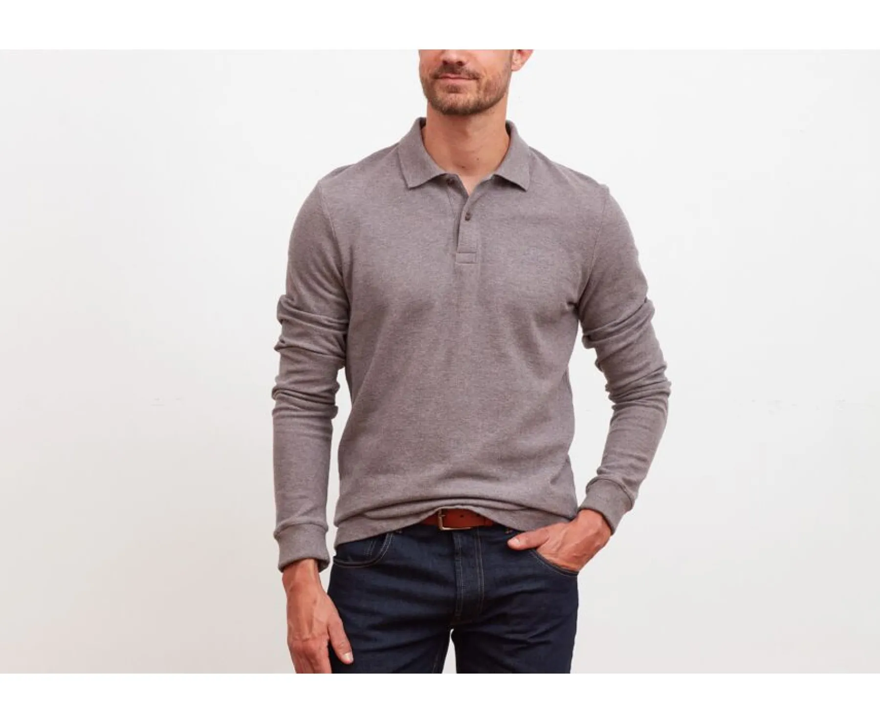 Polo Shirts & T-Shirts Bexley Long Sleeves Polo Shirts | Taupe Melange Men'S Long Sleeve Polo Shirt Andy Ii Ml Light Taupe Melange