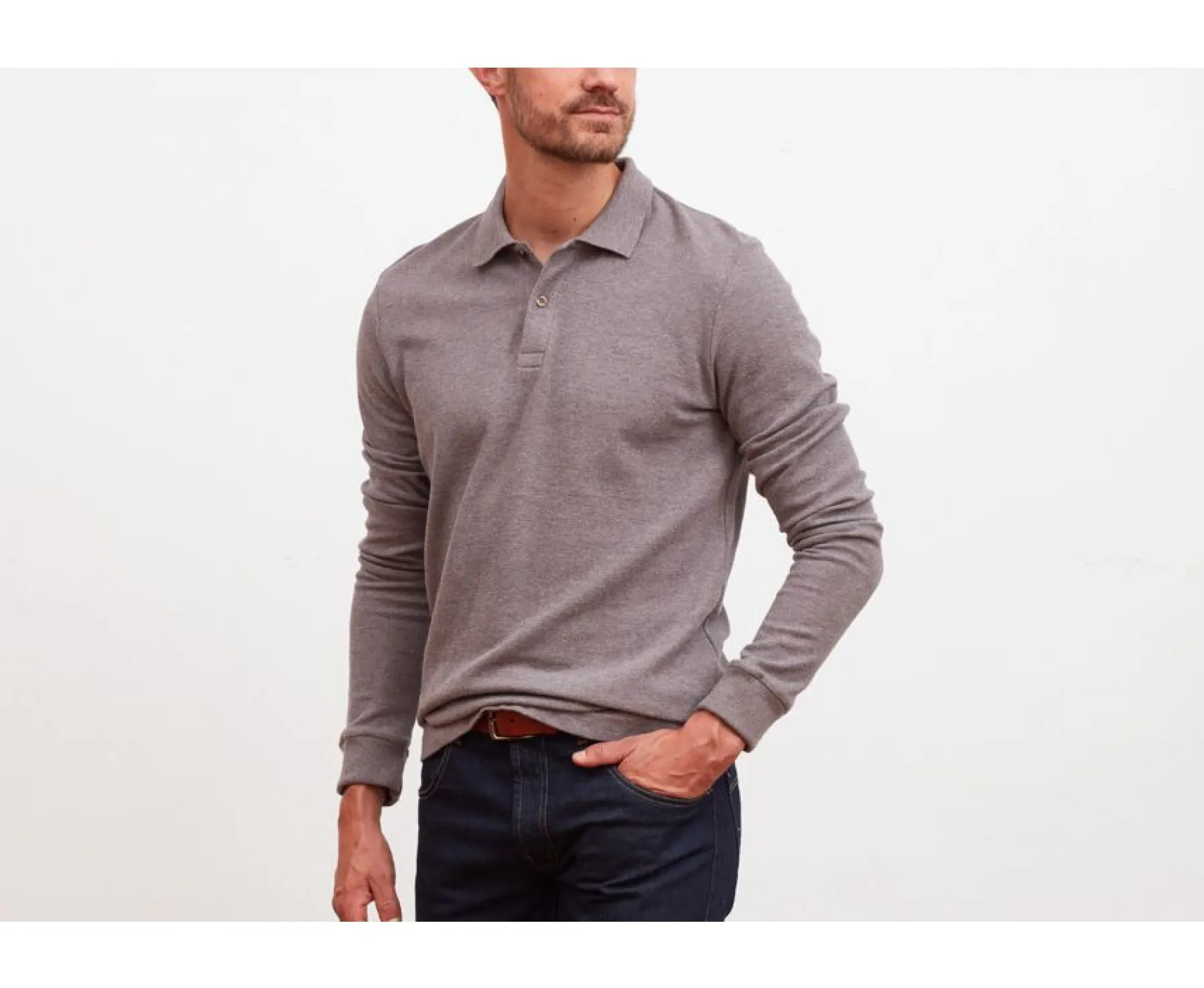 Polo Shirts & T-Shirts Bexley Long Sleeves Polo Shirts | Taupe Melange Men'S Long Sleeve Polo Shirt Andy Ii Ml Light Taupe Melange