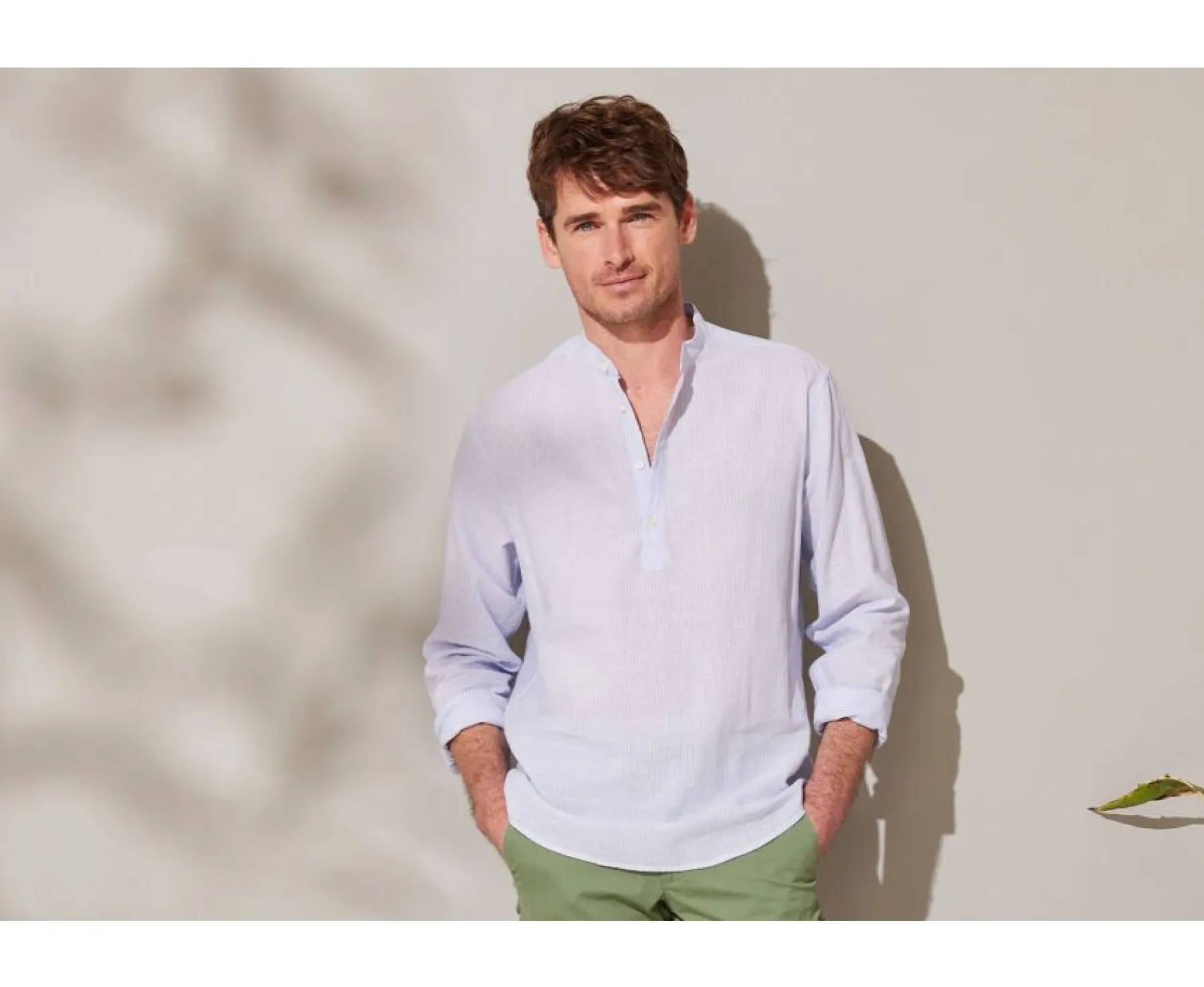 Shirts Bexley | Thin White And Blue Stripes Cotton Linen Tunic Shirt Valbert Blue And White