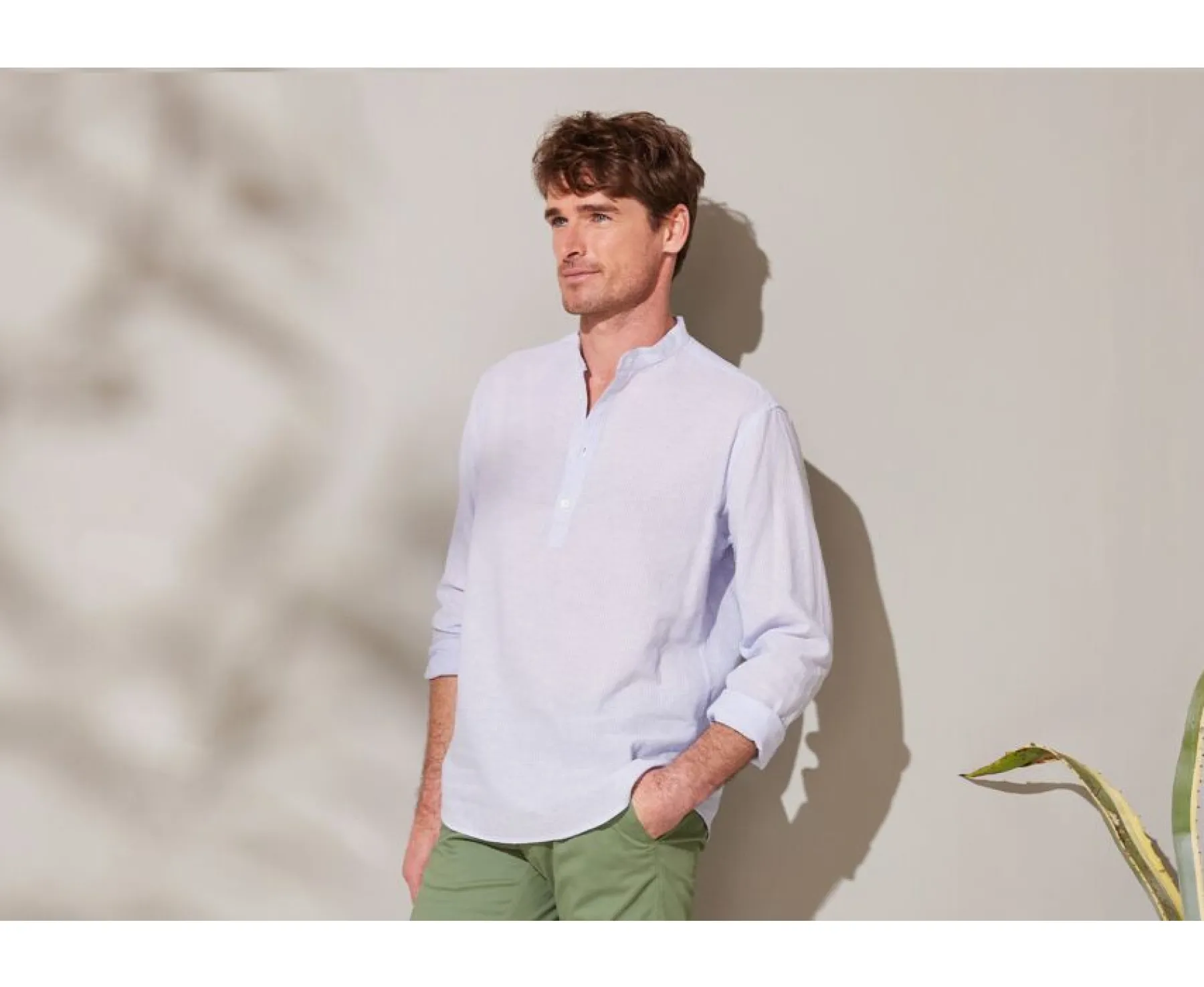 Shirts Bexley | Thin White And Blue Stripes Cotton Linen Tunic Shirt Valbert Blue And White