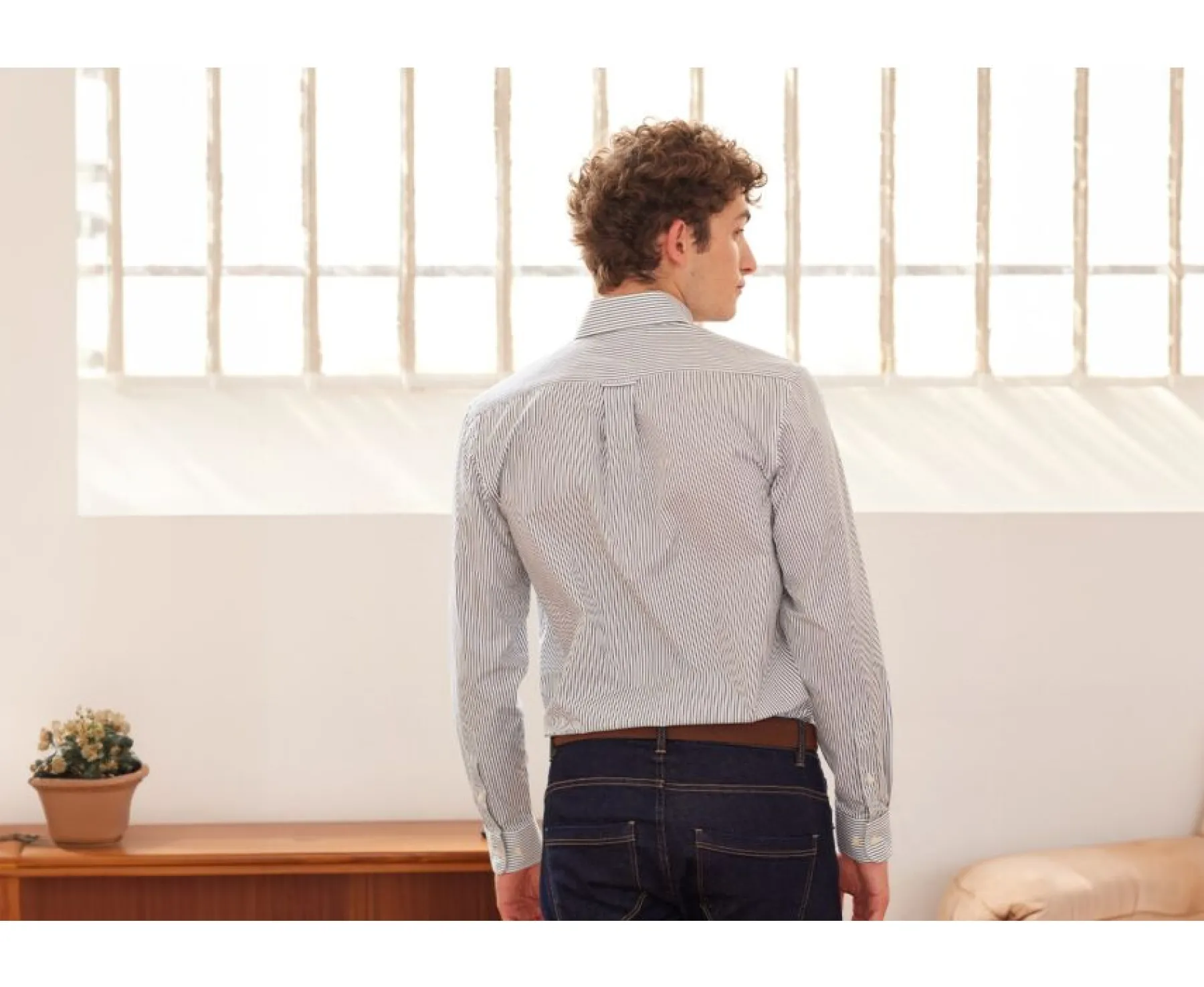 Shirts Bexley | White Shirt With Dark Green Stripes And Chest Pocket - Broderick | White & Dark Green