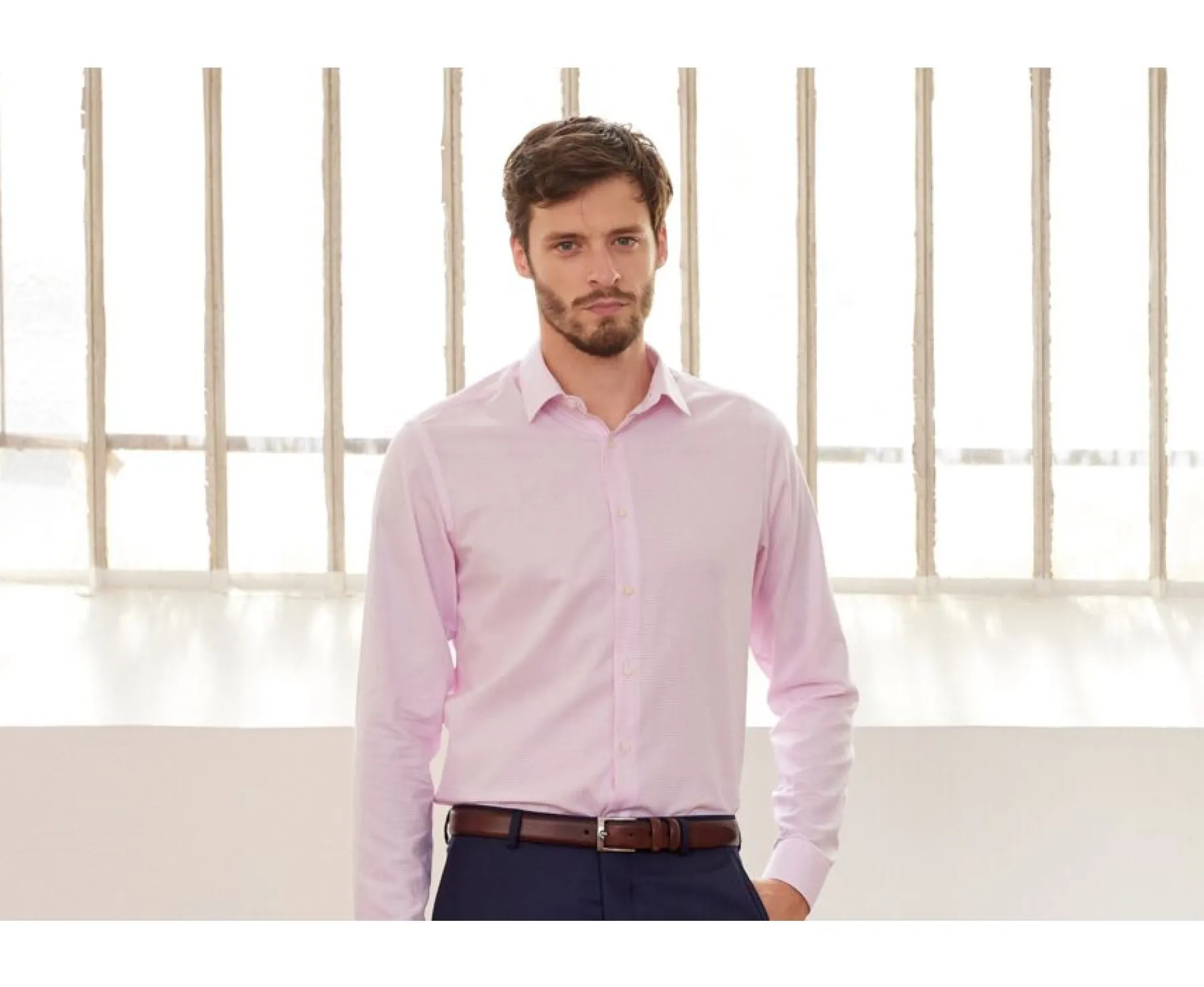 Shirts Bexley | White With Light Pink Check Men'S Twill Shirt - Martinien | White And Light Pink