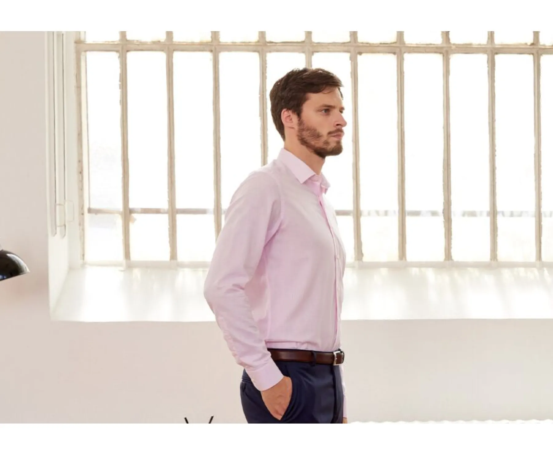 Shirts Bexley | White With Light Pink Check Men'S Twill Shirt - Martinien | White And Light Pink
