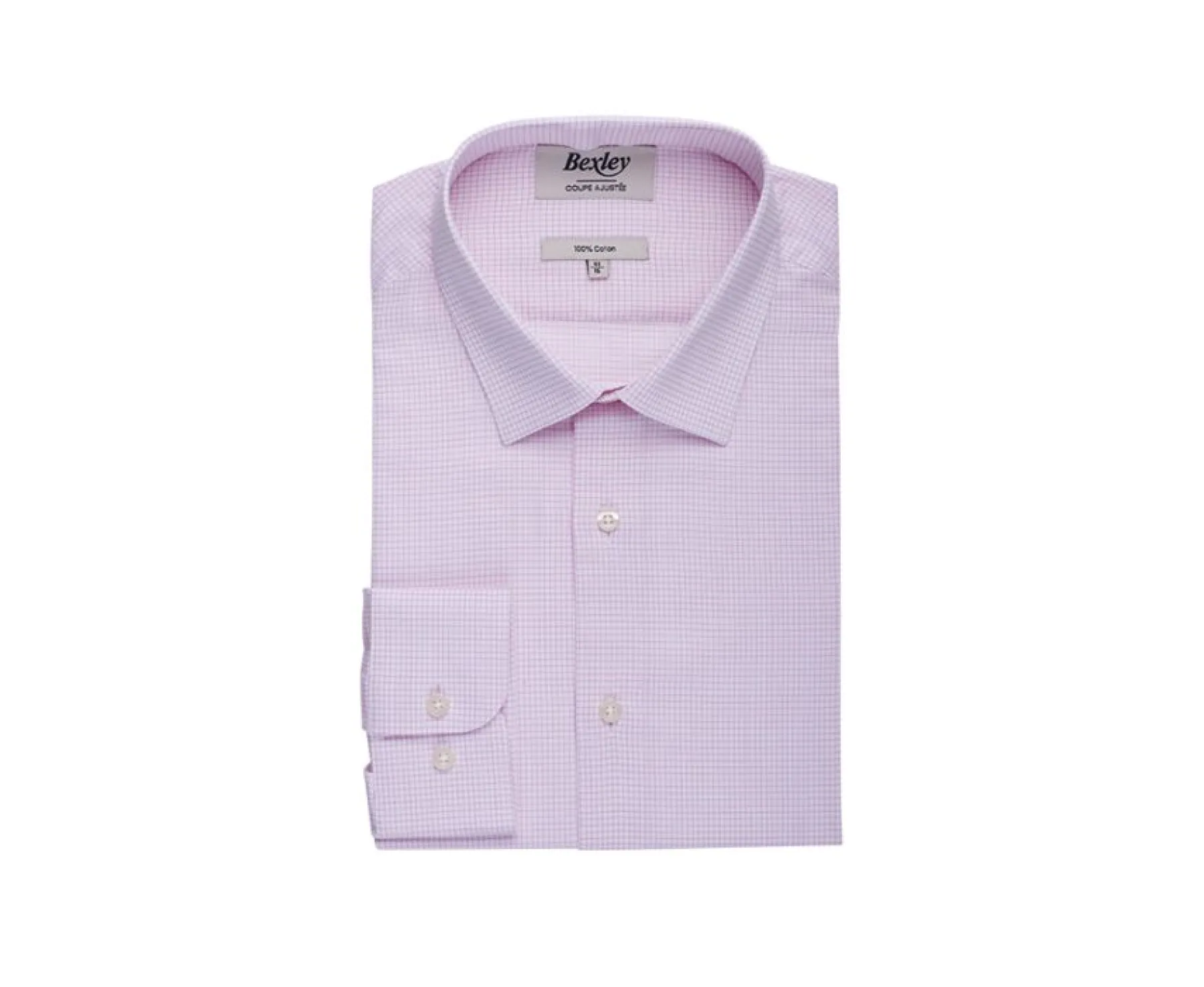Shirts Bexley | White With Light Pink Check Men'S Twill Shirt - Martinien | White And Light Pink