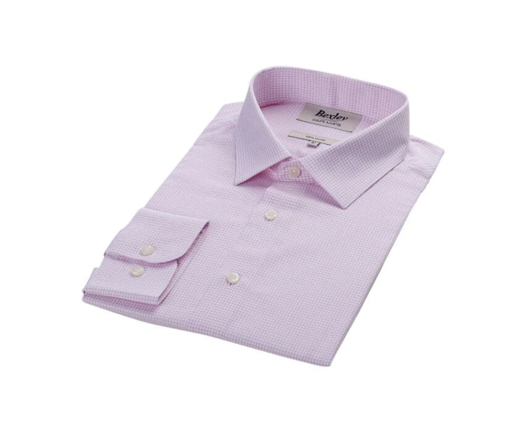Shirts Bexley | White With Light Pink Check Men'S Twill Shirt - Martinien | White And Light Pink