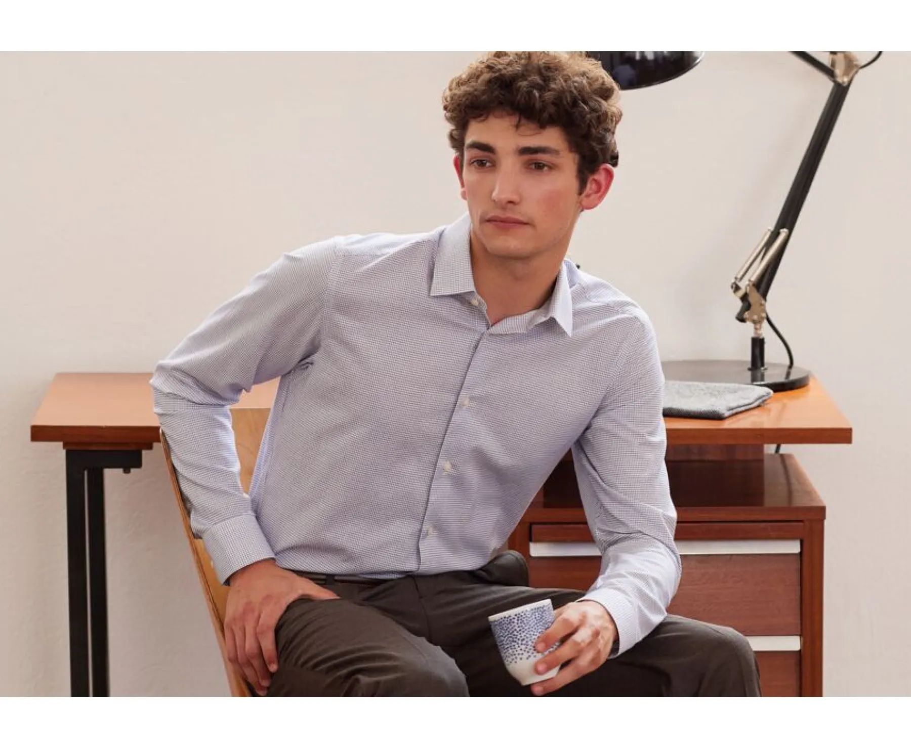 Shirts Bexley | White With Ocean Blue Check Men'S Twill Shirt - Martinien | White And Ocean Blue