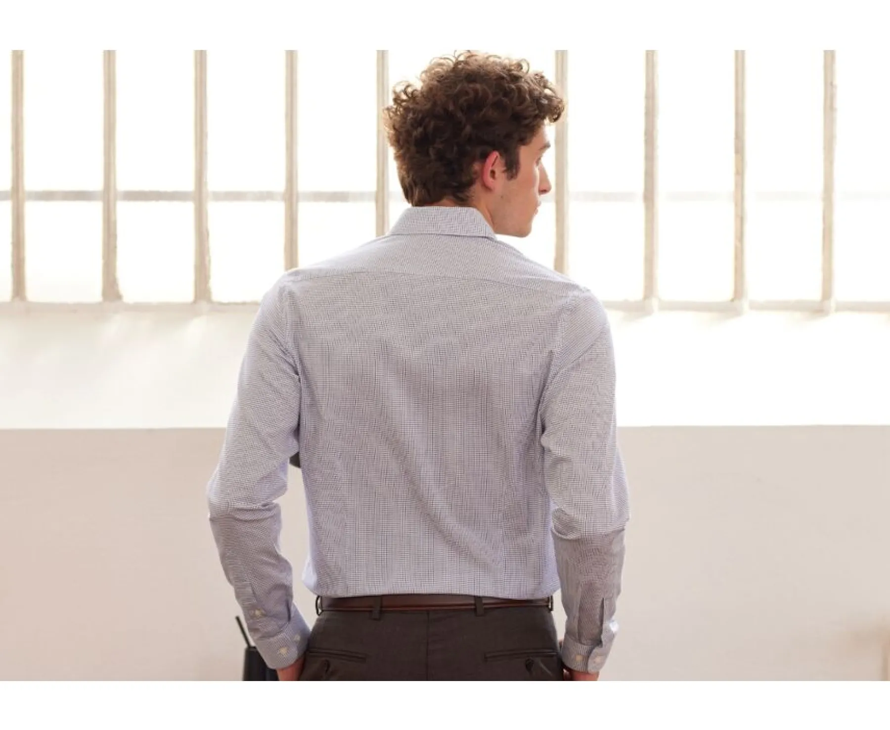 Shirts Bexley | White With Ocean Blue Check Men'S Twill Shirt - Martinien | White And Ocean Blue