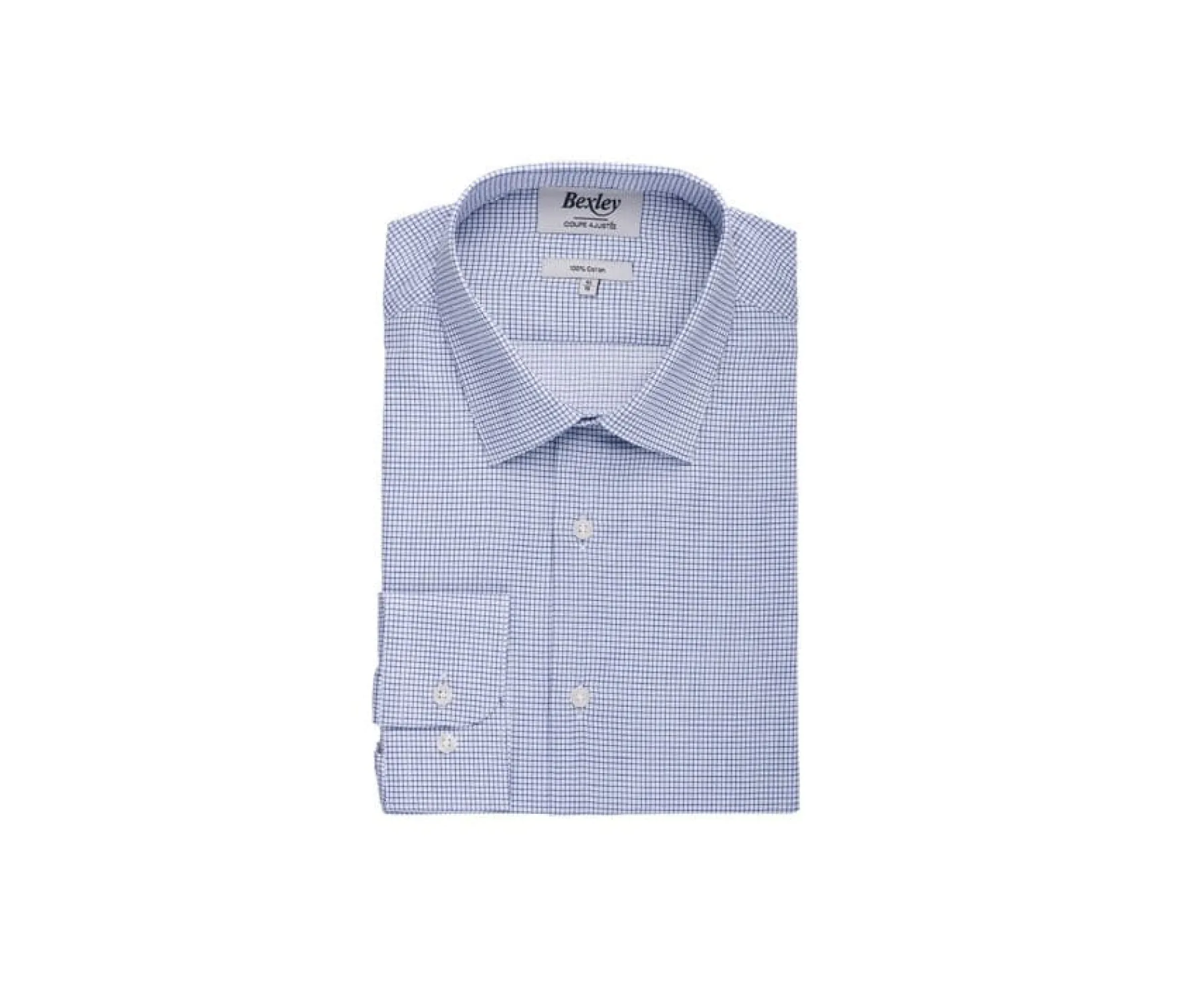 Shirts Bexley | White With Ocean Blue Check Men'S Twill Shirt - Martinien | White And Ocean Blue