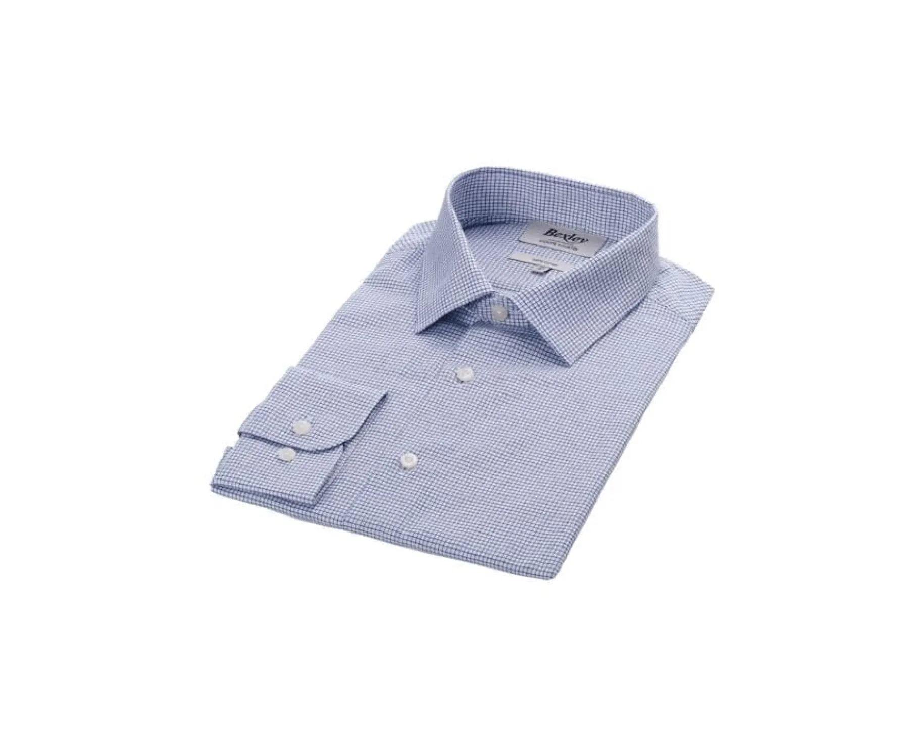 Shirts Bexley | White With Ocean Blue Check Men'S Twill Shirt - Martinien | White And Ocean Blue